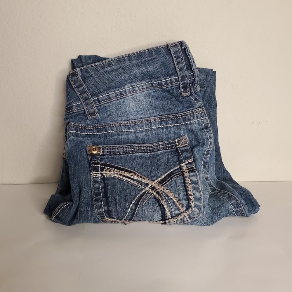 No Boundaries Blue Double Button Skinny Jeans Size 7
